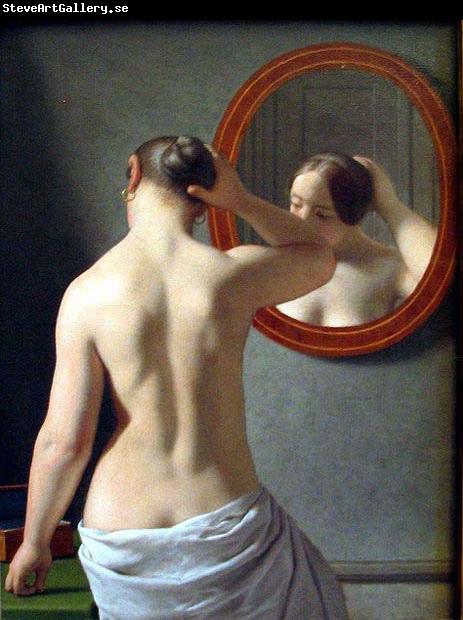 Christoffer Wilhelm Eckersberg Woman Standing in Front of a Mirror